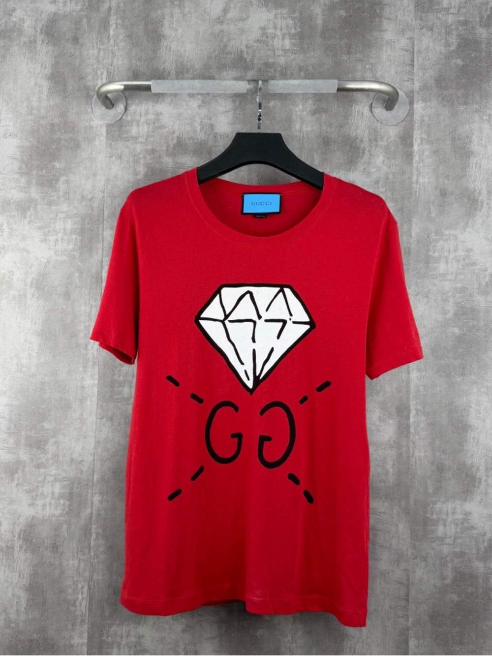 🚩steal Gucci Red Short-Sleeve Diamond Graphic Tee